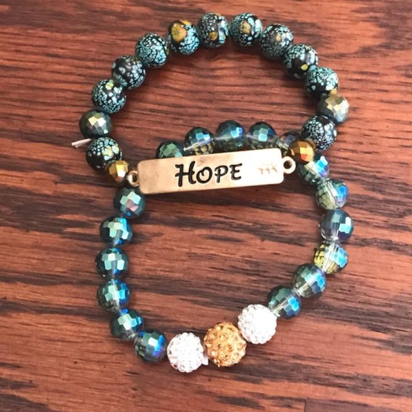 349-"Hope" Stack Stretch Bracelets - Picture 2 of 2